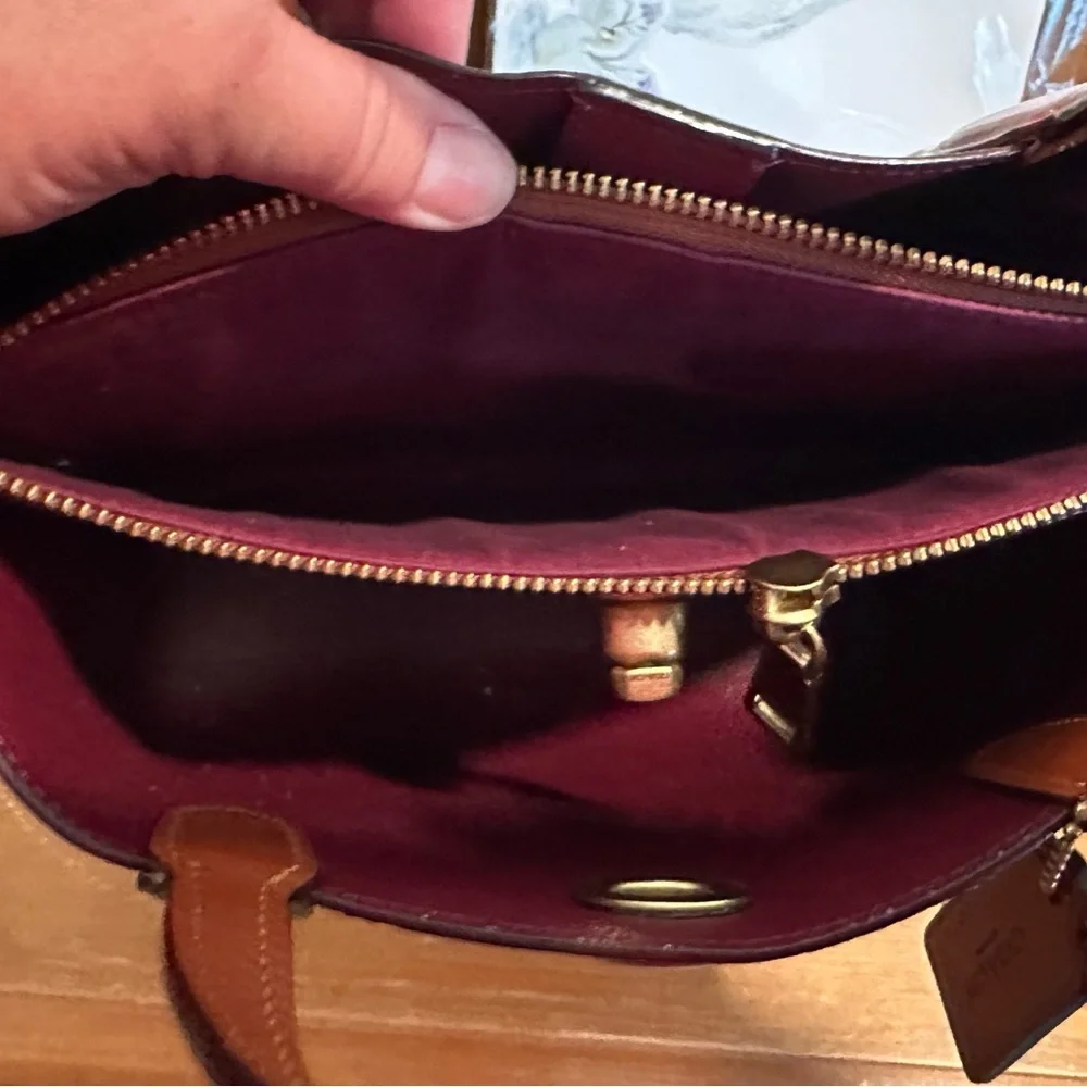 Coach Brown and Yellow Floral Tote - Picture 7 of 12